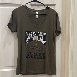 Olive Graphic V-Neck T-Shirt